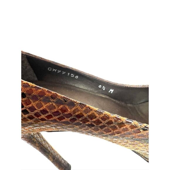 Stuart Weitzman Platform Pump Snake Embossed Leather Heels 6.5 - Picture 4 of 9